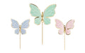 Partydeco Caketopper Schmetterlinge farbig, 9 x 6.5 cm, 9 Stk