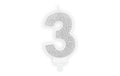 Partydeco Geburtstagskerzen Zahl 3 silber, 7 cm, 1 Stk