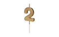 Partydeco Geburtstagskerzen Zahl 2 bronze-gold, 4.5 cm, 1 Stk