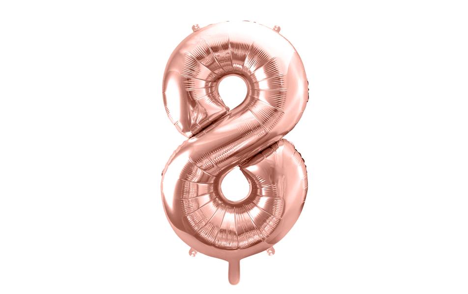 Partydeco Folienballon Zahl 8 gross 86 cm, rosegold, 1 Stk