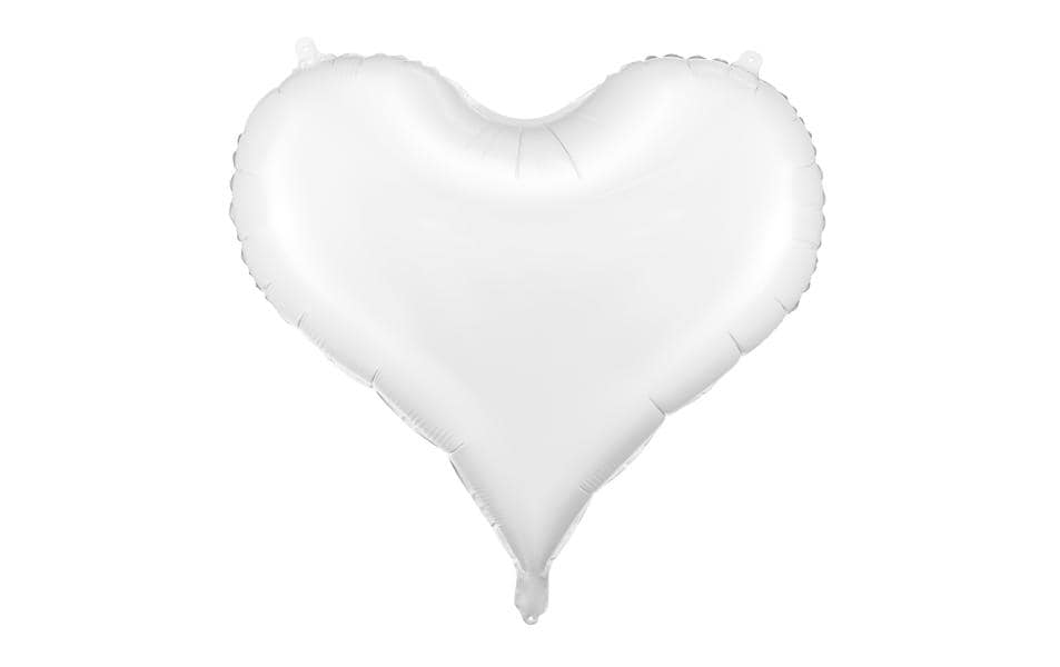 Partydeco Folienballon Herz weiss, 75 x 64.5 cm, 1 Stk