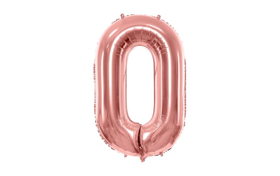 Partydeco Folienballon Zahl 0 gross 86 cm, rosegold, 1 Stk