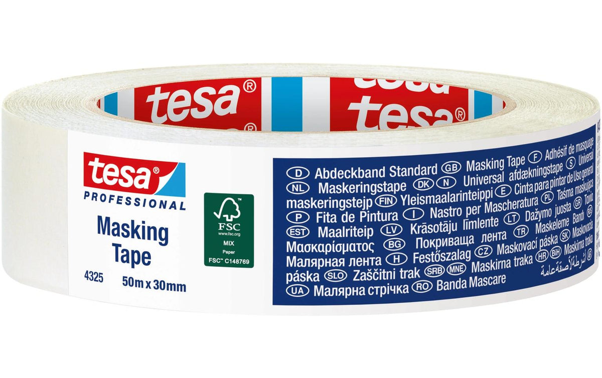 tesa Malerband Krepp Pro Weiss 50m x 30mm, Chamois