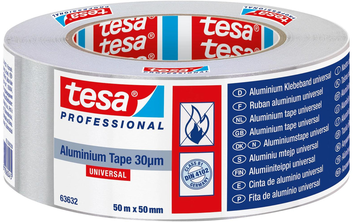 tesa Klebeband Alufolienband Universal 25m x 50mm, Silber