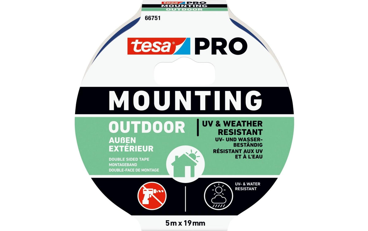 tesa Montageband Montageklebeband 5m x 19mm, Grau