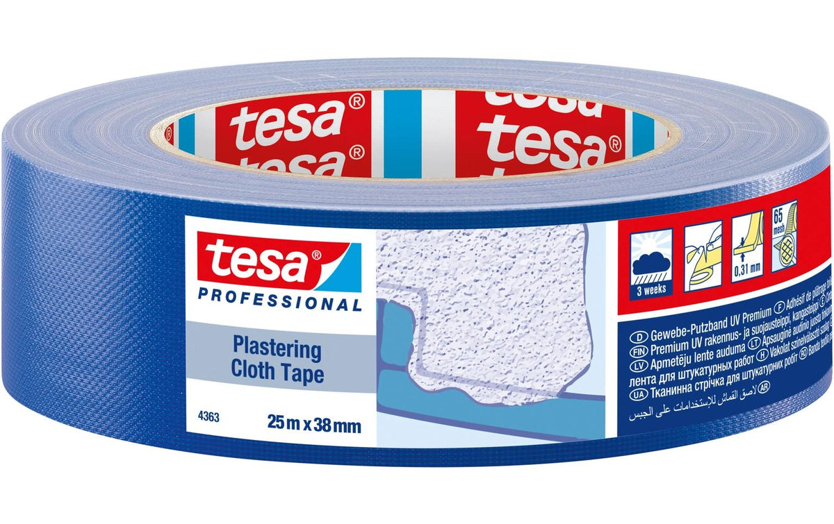 tesa Montageband Putzband Gewebe 25m x 50mm, Blau