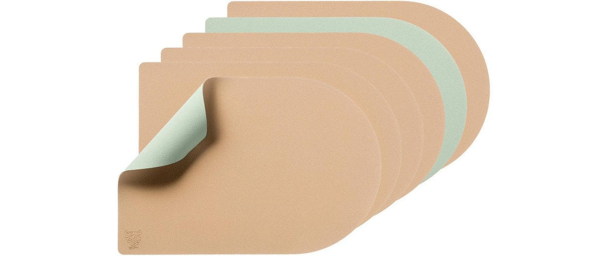 Björn Tischset arcus, rosa/grün 6 Stück, wendbar, recyceltes Leder