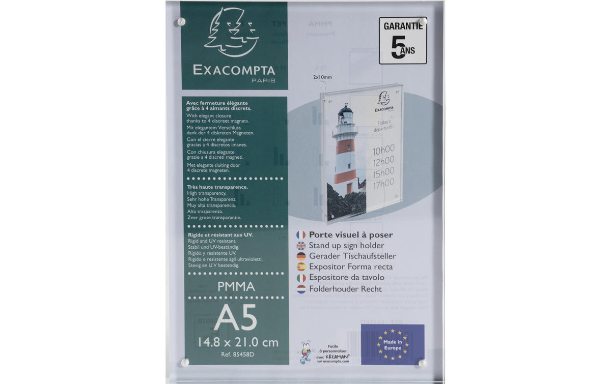 Exacompta Tischaufsteller A5 Magnetverschluss, Acryl, 21x15x2cm
