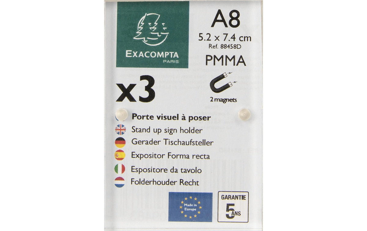 Exacompta Tischaufsteller A8 Magnetverschluss, Acryl, 7.5x5.5x1.2cm