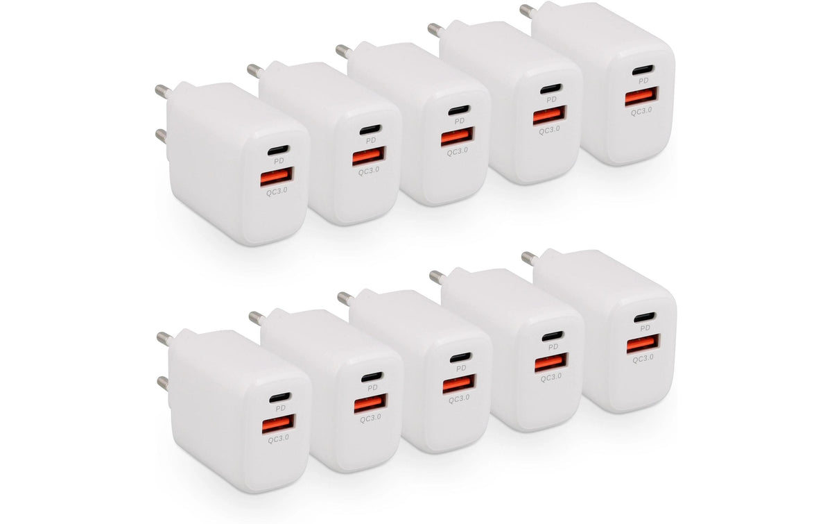 LMP Wall Charger 20W Dual-Port USB-C USB-A 3.0 10er Pack