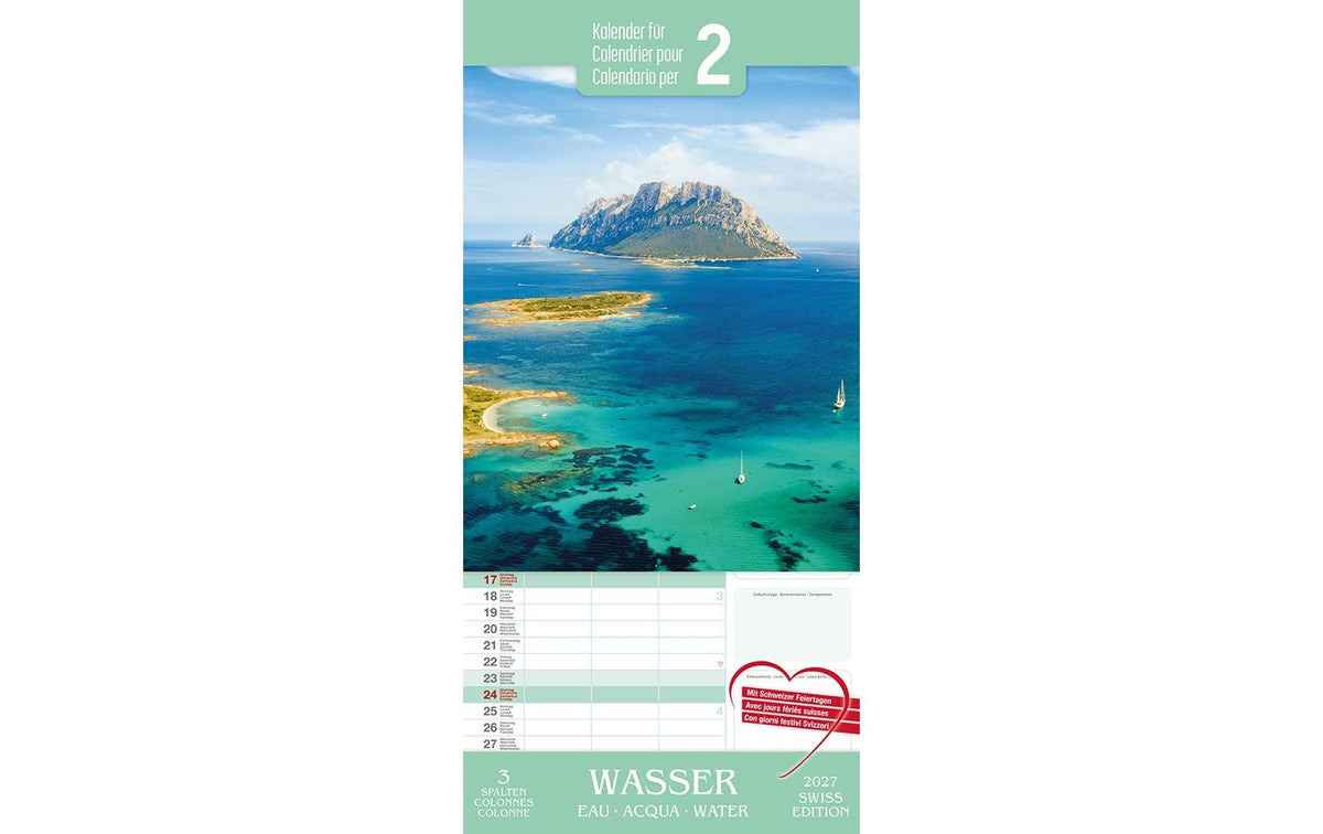 Familienkalender Element Water 2027 24.5x51.5 cm