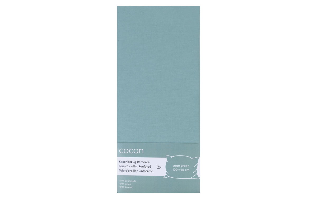 COCON Kissenbezug Renforcé 2 Stk., 100x65 cm, salbei