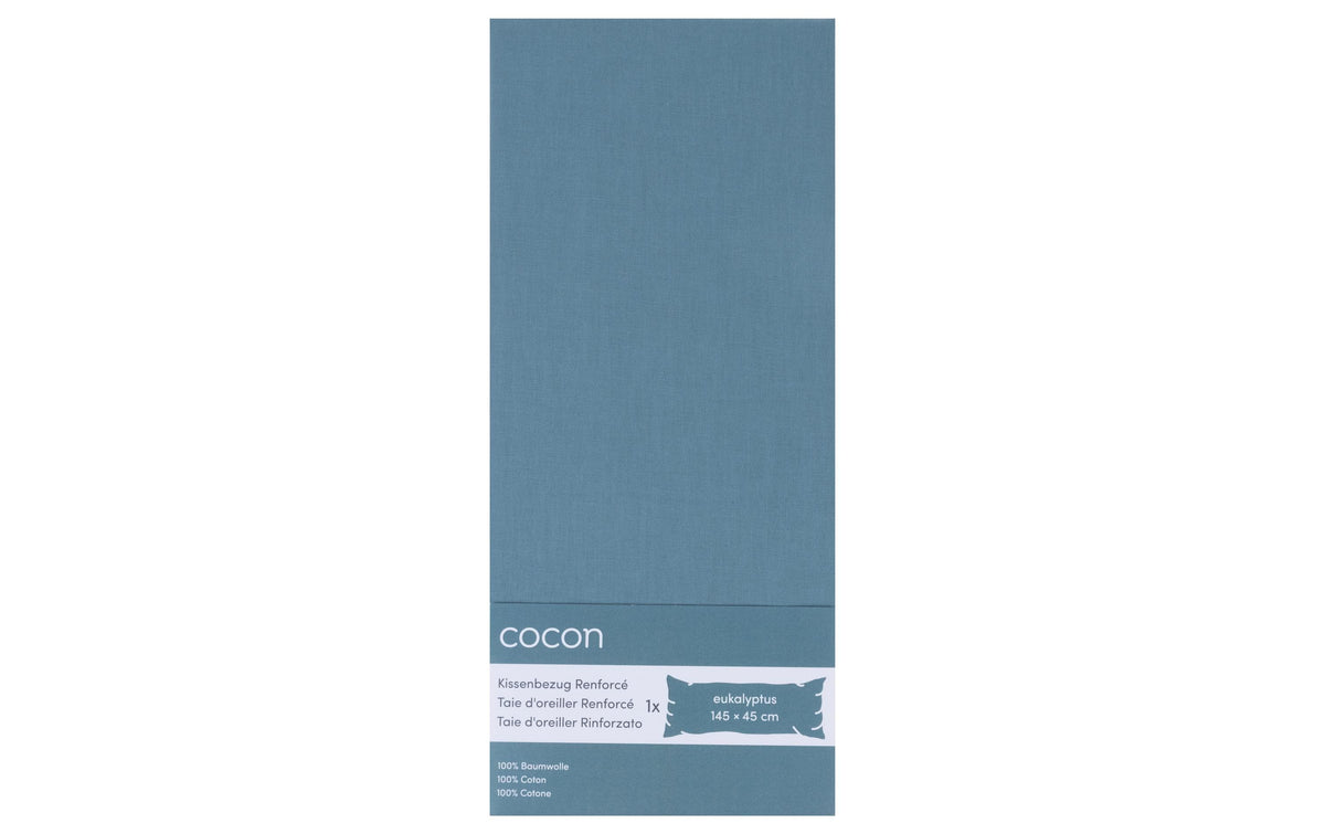COCON Kissenbezug Seitenschläfer, Renforcé 1 Stk., 145x45 cm, eukalyptus