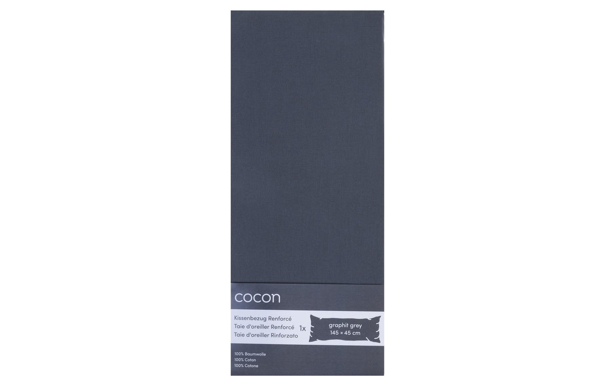 COCON Kissenbezug Seitenschläfer, Renforcé 1 Stk., 145x45 cm, grau