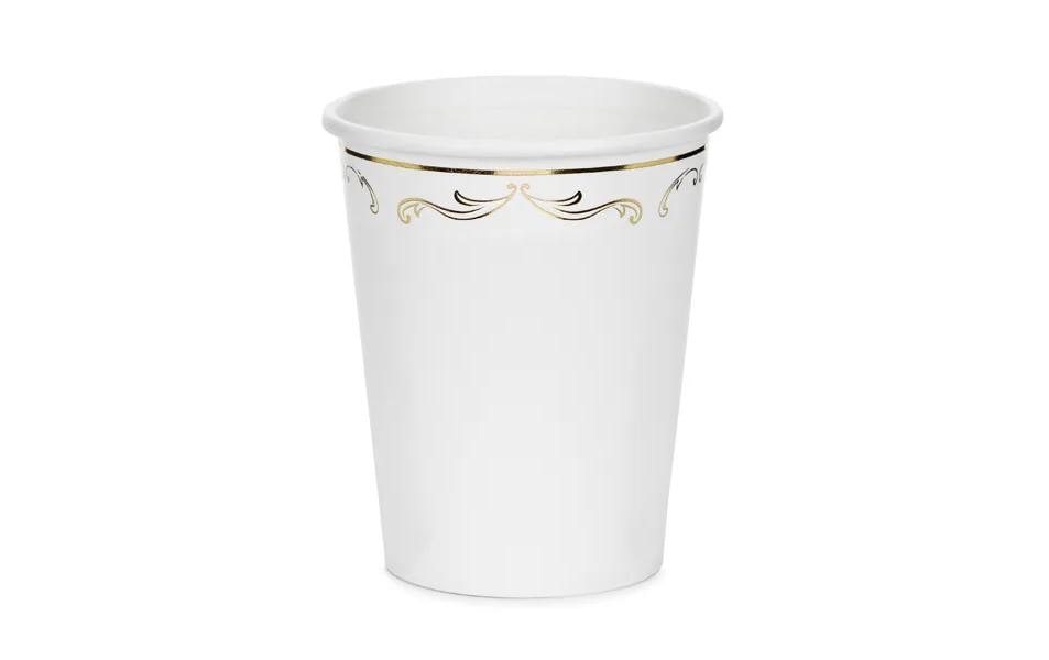 Partydeco Becher Ornament weiss/gold, 220 ml, 6 Stück