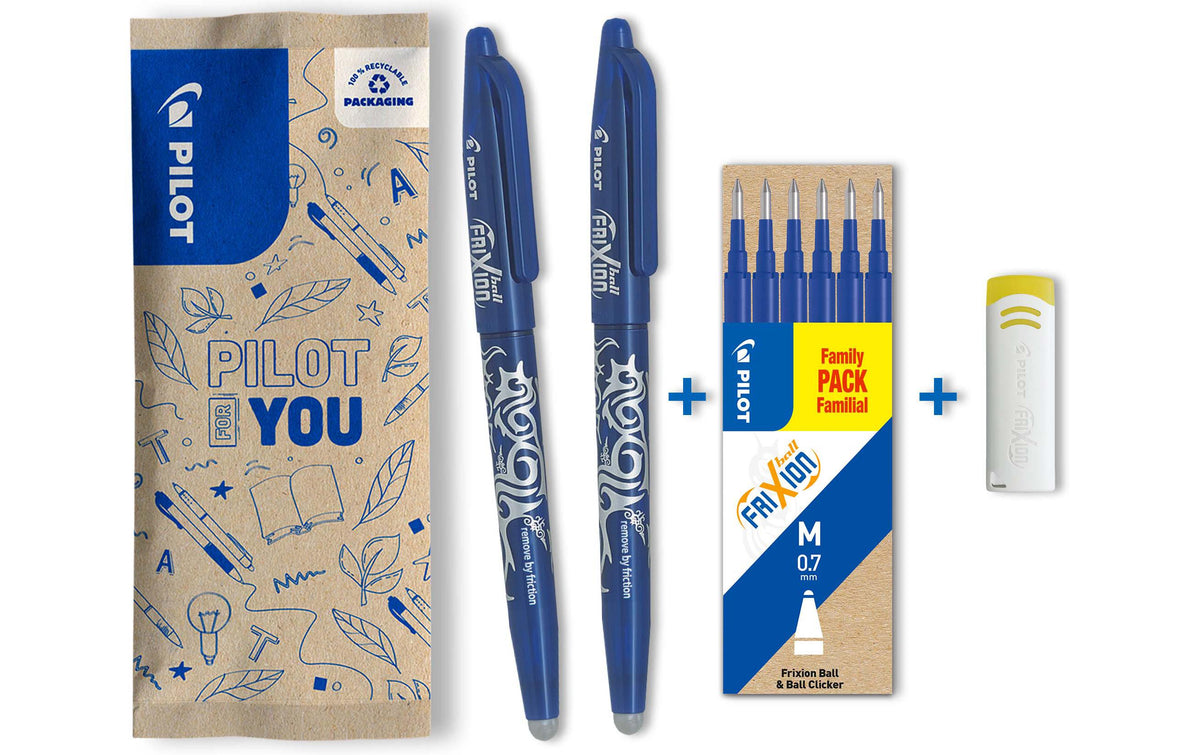 Pilot FlowPack FriXion Ball 2x blau, 6x Refill+Radierer
