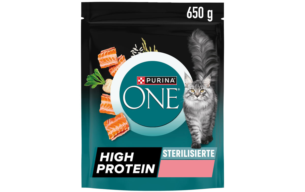Purina One Trockenfutter High Protein Adult Sterilised, Lachs, 650g