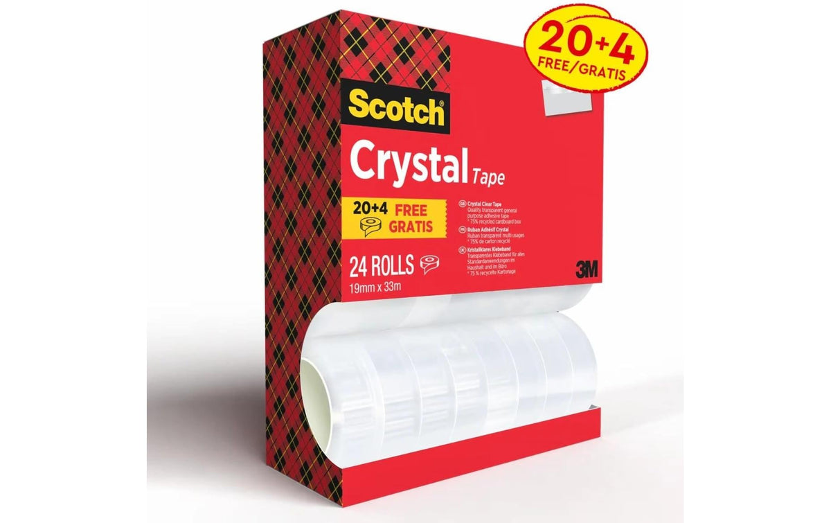 3M Scotch Crystal Klebeband 19mmx33m Vorteilspack, 24 Rollen