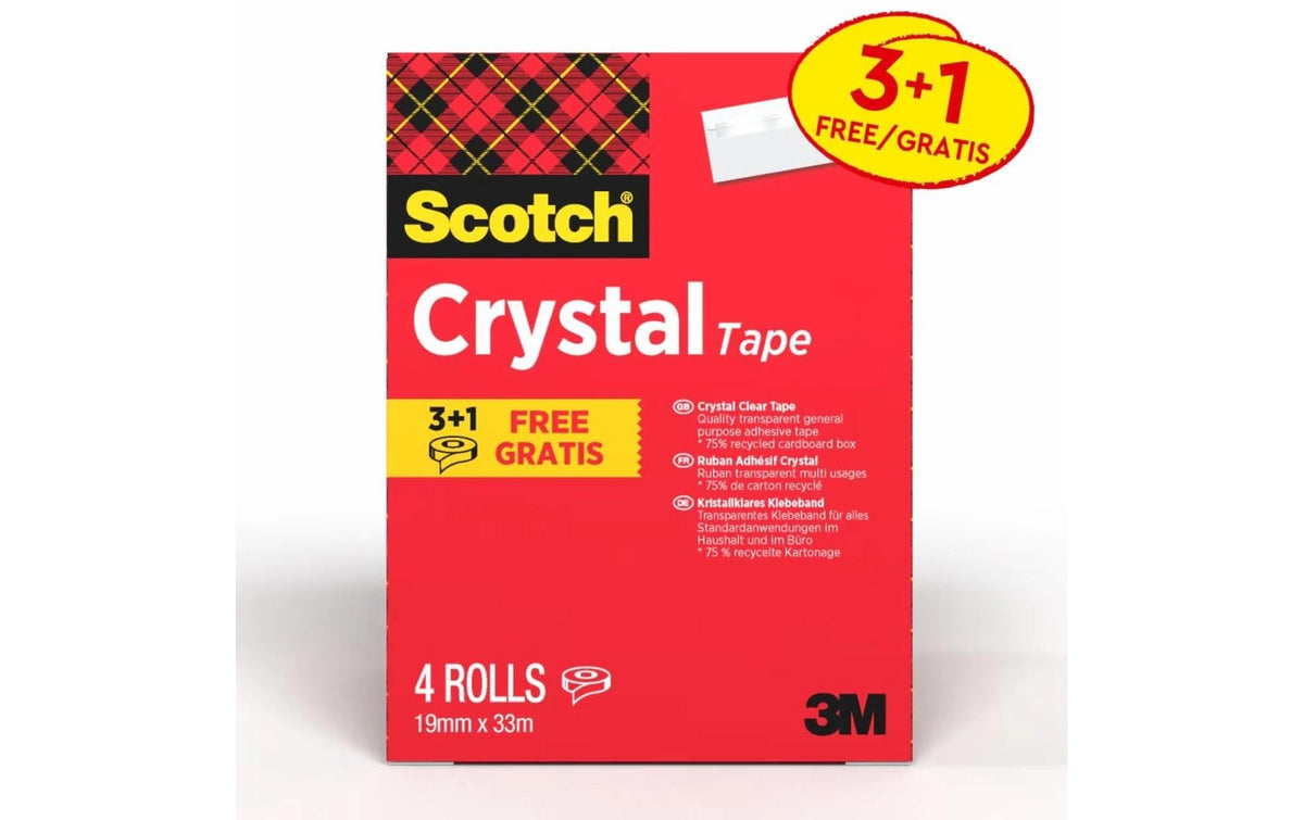 3M Scotch Crystal Klebeband 19mmx33m Vorteilspack, 4 Rollen