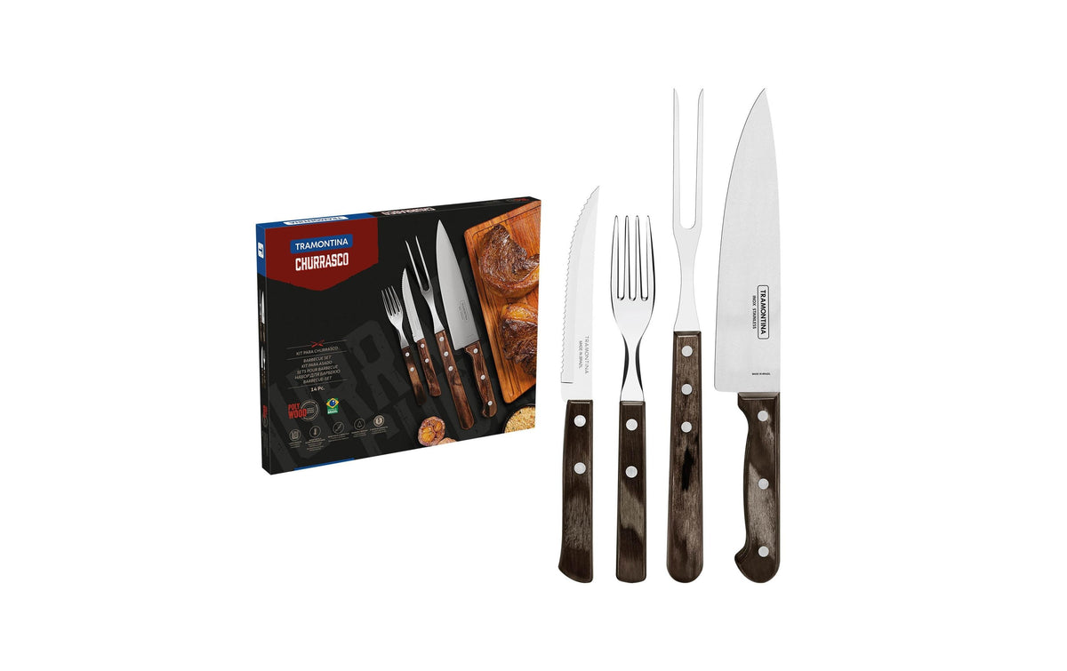 STEAK-/PIZZA Grillbesteck, 14-tlg - Braun Steakbesteck, Tranchierset