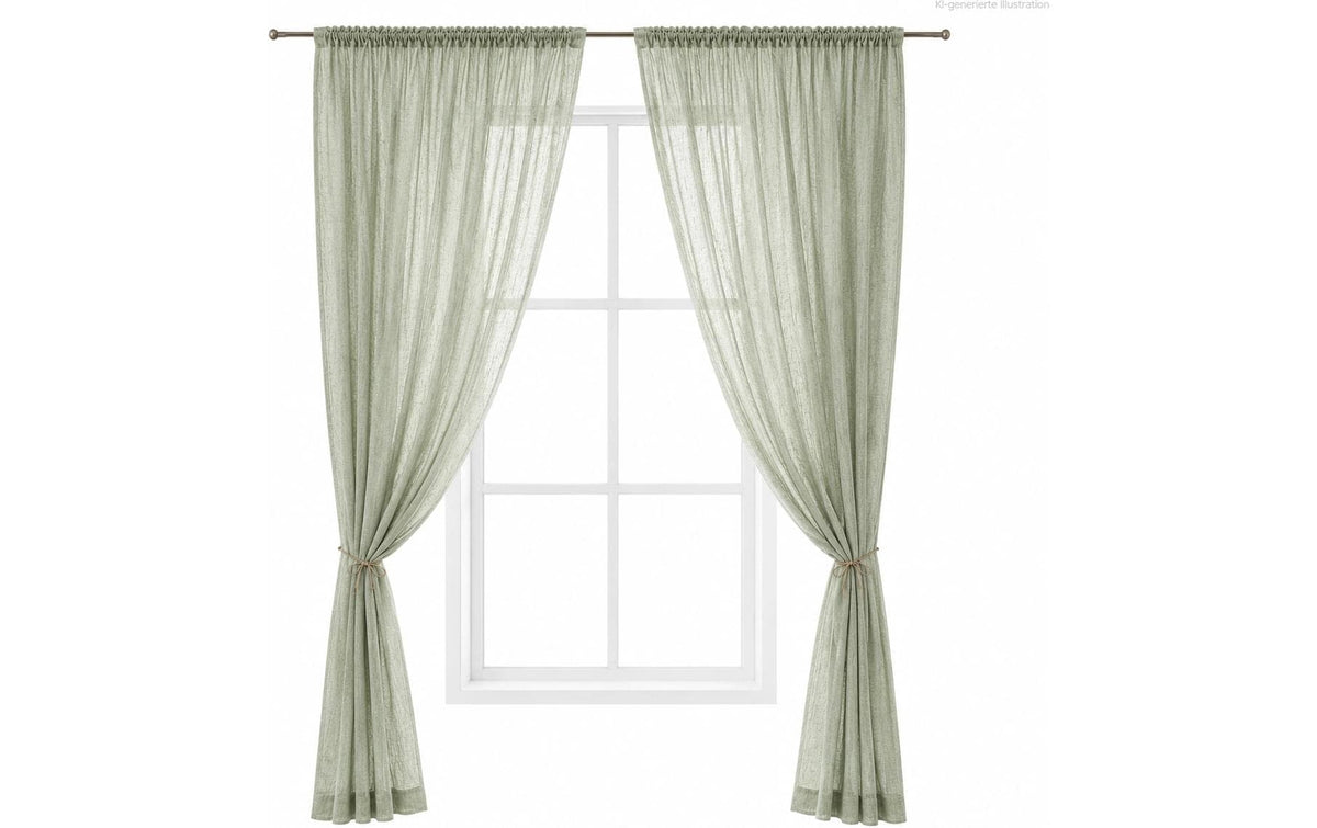 URBANARA Vorhang 2er-Set Mafalda Nova Salbeigrün 140x245cm