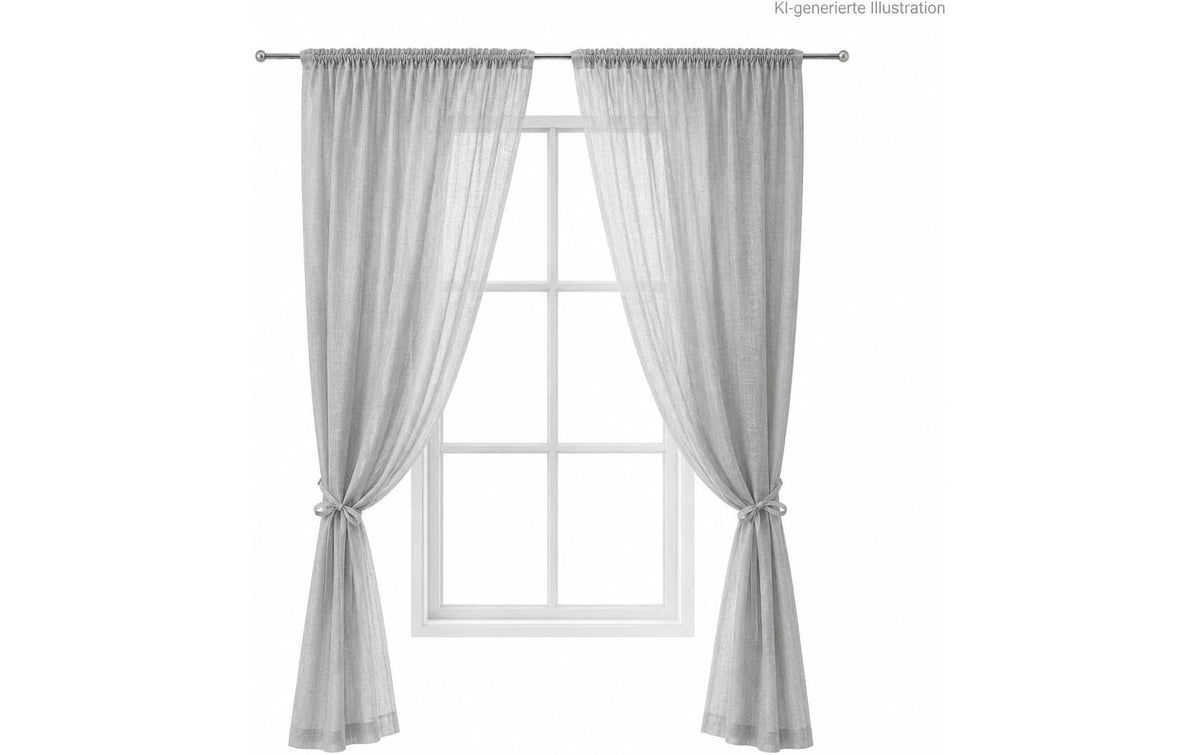 URBANARA Vorhang 2er-Set Musselin Trofa Hellgrau 135x245cm