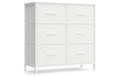 Songmics Kommode Weiss, 6 Schubladen 76.7x30x73.7 cm, MDF, Spanplatte
