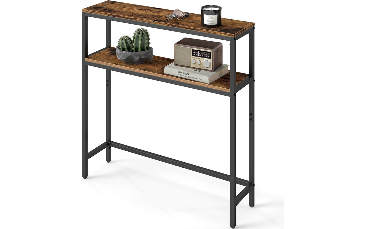 Vasagle Konsolentisch Schwarz-Braun 80x20x80.9 cm, Spanplatte, Stahl