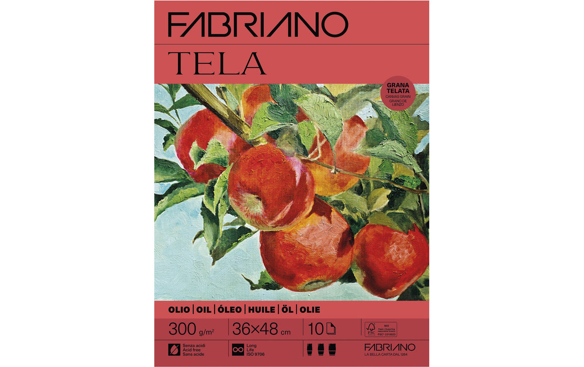 Fabriano Acrylpapier Tela 300g/m2, 10 Bl, Kalt gepresst, 36 x 48 cm