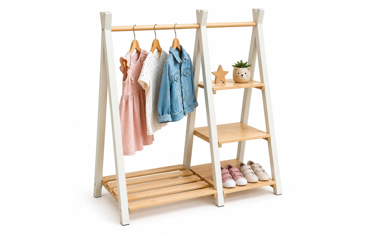 Relaxdays Kinder-Kleiderständer Kiefernholz