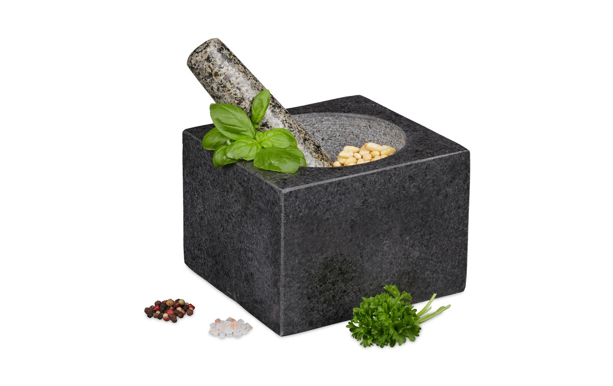 Relaxdays Mörser Granit Schwarz