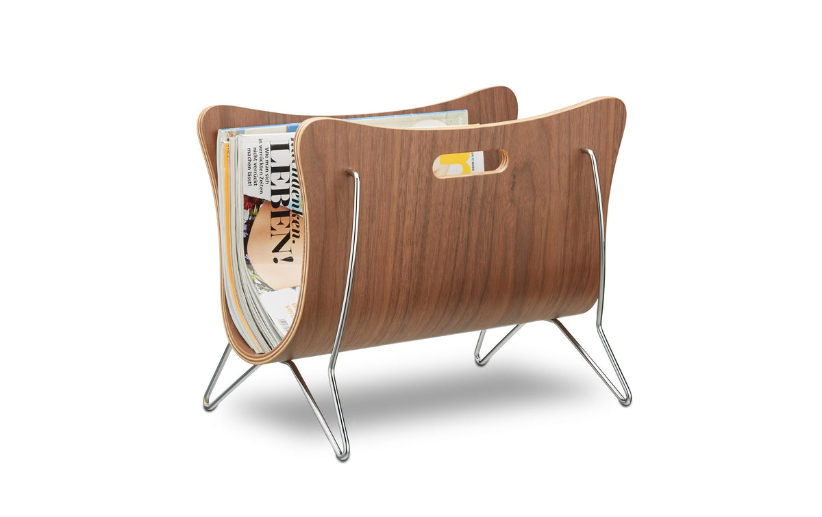 Relaxdays Zeitungsständer gebogen Holz/Metall