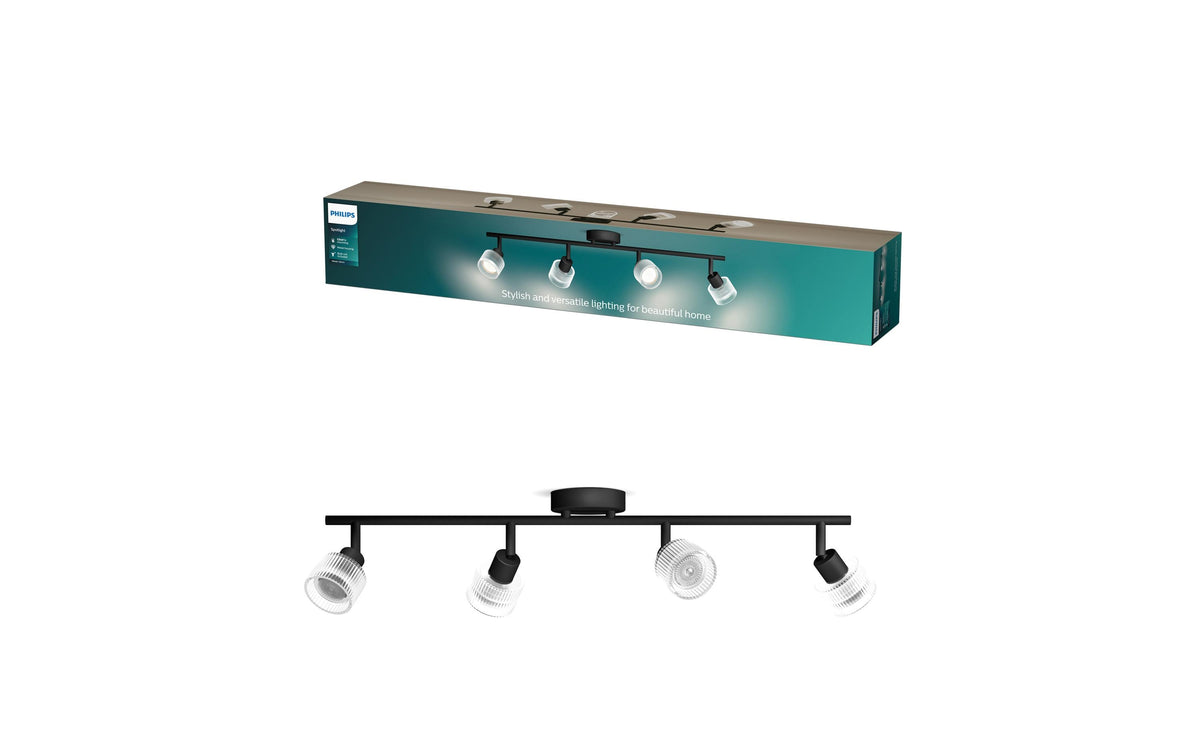 Philips Horen Aufbauspot 4x5W ohne Leuchtmittel GU10, schwarz