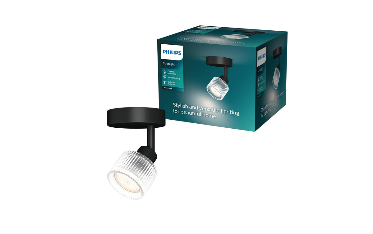 Philips Horen Aufbauspot 5W ohne Leuchtmittel GU10, schwarz