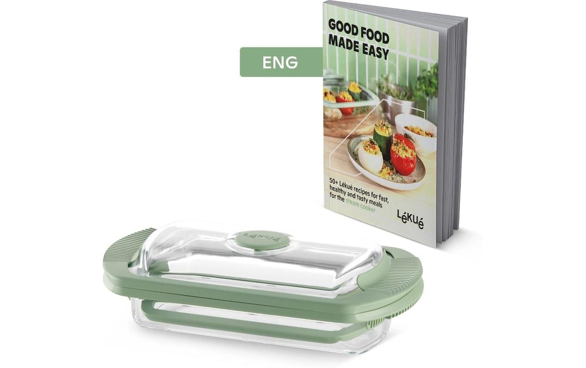 Lékué Glas-Dampfgarer 2 Portionen und Kochbuch, Englisch