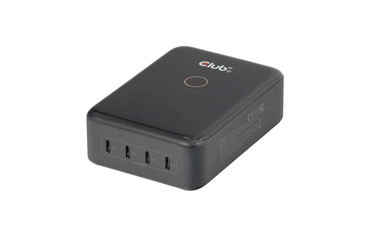 Club 3D Ladegerät 4-Port USB-C 240W GaN PD 3.1 + PPS + LED Display