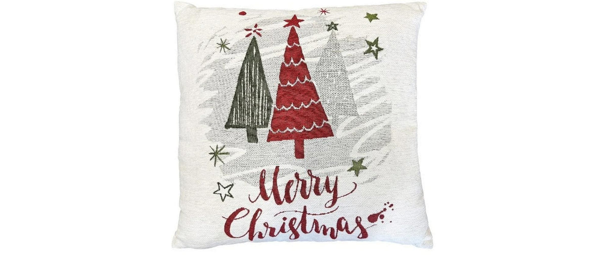 Dameco Kissen gefüllt Bäume, 45x45 cm Chenille-Jacquard, 400g Baumwollfüllung