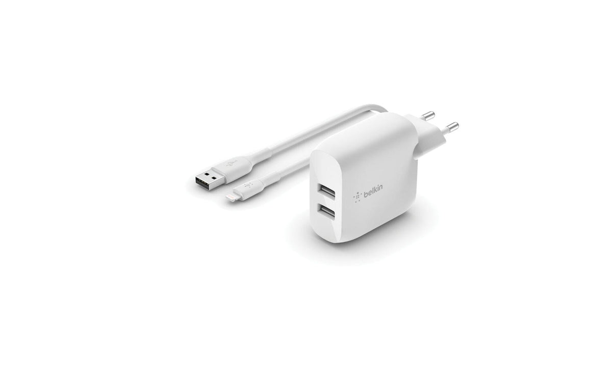 BELKIN BOOST CHARGE Dual USB-A, 24 W, mit Lightning-Kabel