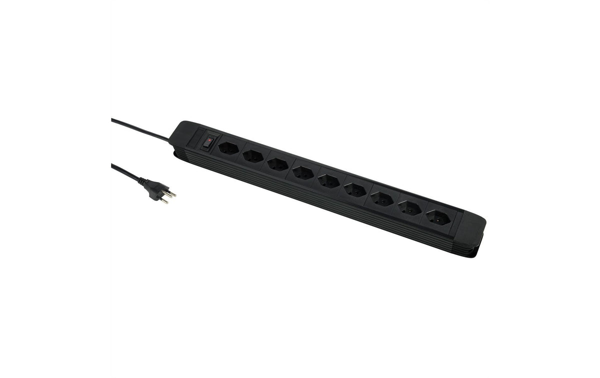 Schönenberger Steckdosenleiste PRINCIPIO 9xT13, 2m Kabel horizontal, schwarz