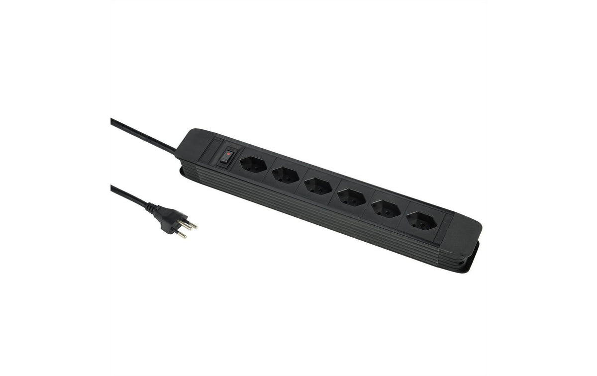 Schönenberger Steckdosenleiste PRINCIPIO 6xT13, 2m Kabel, horizontal, schwarz