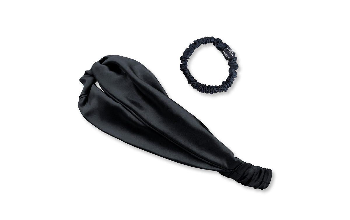Ailoria SOYEUX & DOUX Set 1, Silk Hairband, 1x Scruncie S, Black