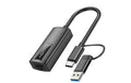 onit USB-C/A zu RJ-45 Netzwerkadapter Aluminium Gehäuse, 1Gbps, schwarz