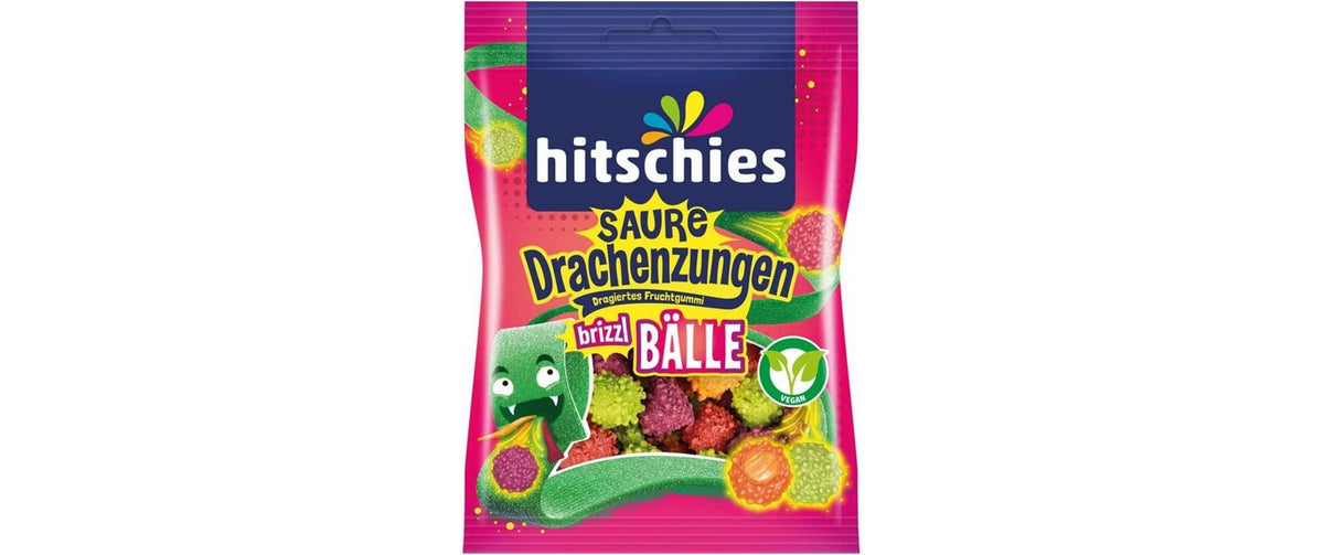 Hitschies Drachenzungen brizzl Bälle sauer 100g