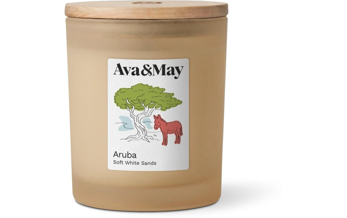 AVA & MAY Duftkerze Aruba, 220 gr Brenndauer 56h, 100% pflanzlicher Wachs