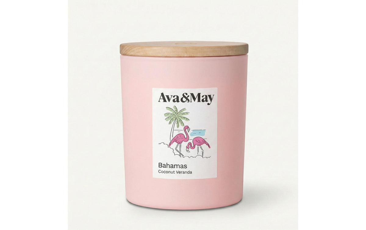 AVA & MAY Duftkerze Bahamas, 220 gr Brenndauer 56h, 100% pflanzlicher Wachs