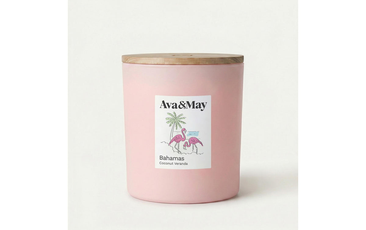 AVA & MAY Duftkerze Bahamas, 550 gr Brenndauer 70h, 100% pflanzlicher Wachs