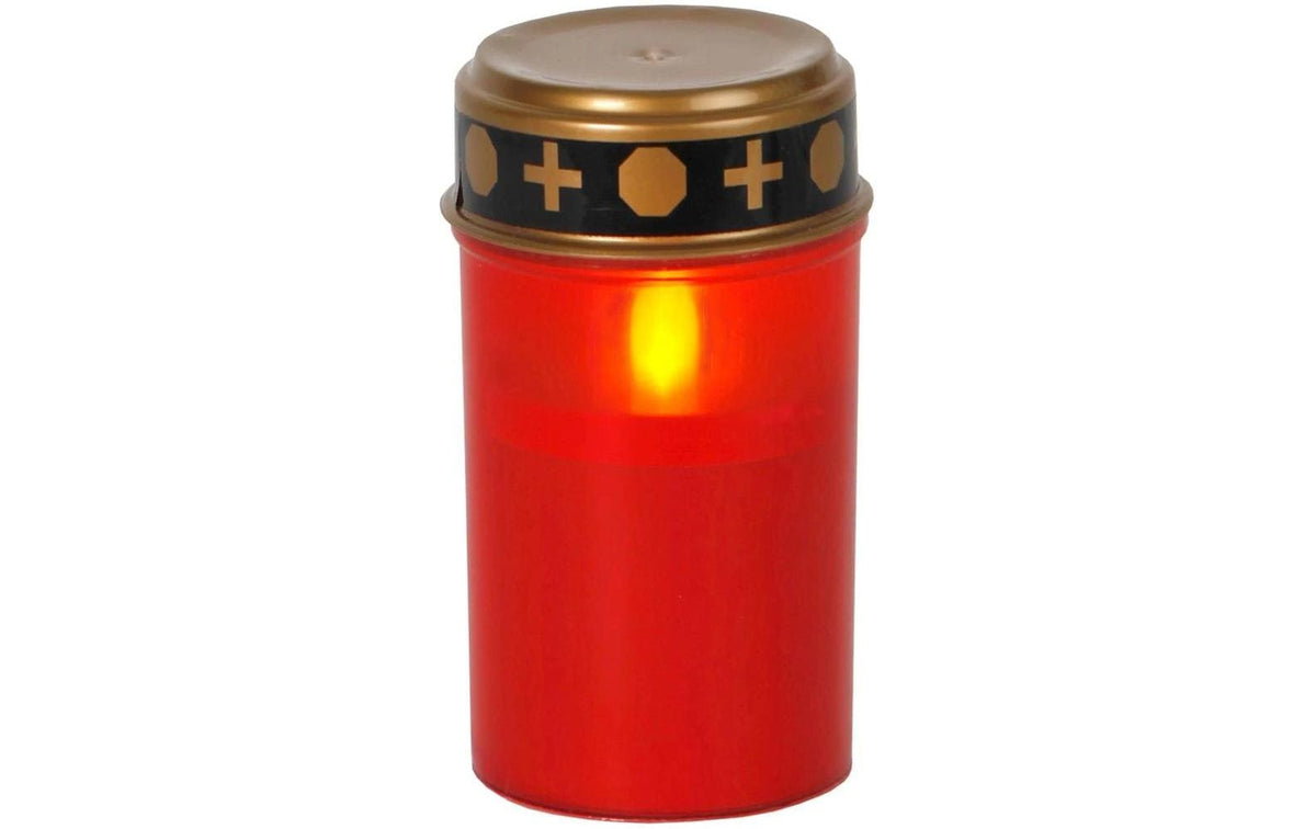 Dameco Grabkerze LED, Rot 7.2x12 cm (DxH), exkl. 3xAA Batterien