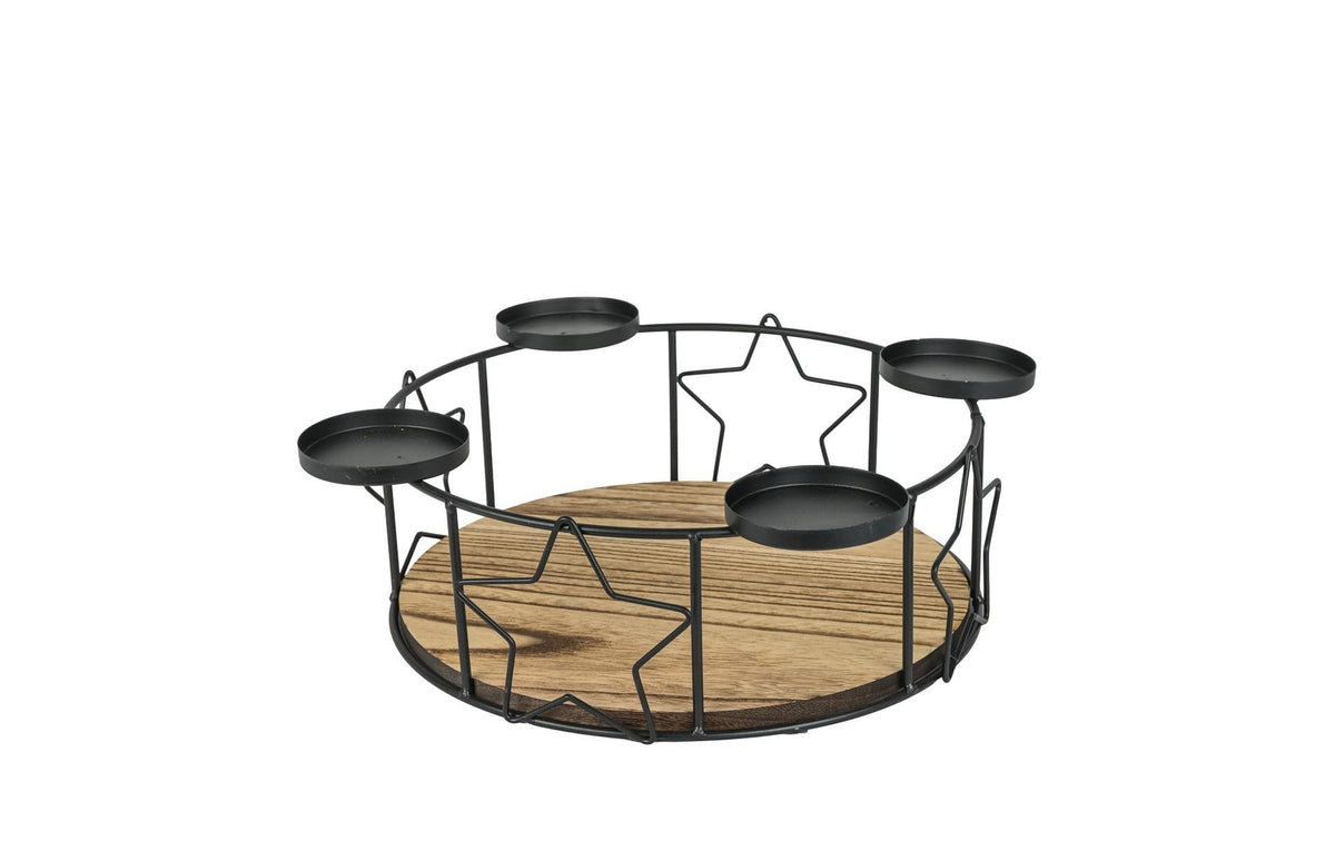 CHALET Adventskranz Metallstern 32x32x14cm schwarz