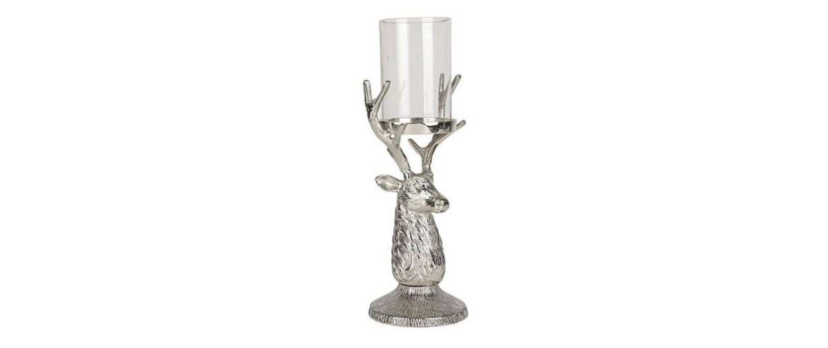 CHALET Kerzenhalter Hirsch Vörim 17x15x41cm silber