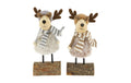 CHALET Renntier Leander 2er Set 7x4.7x16.5cm natur/grau